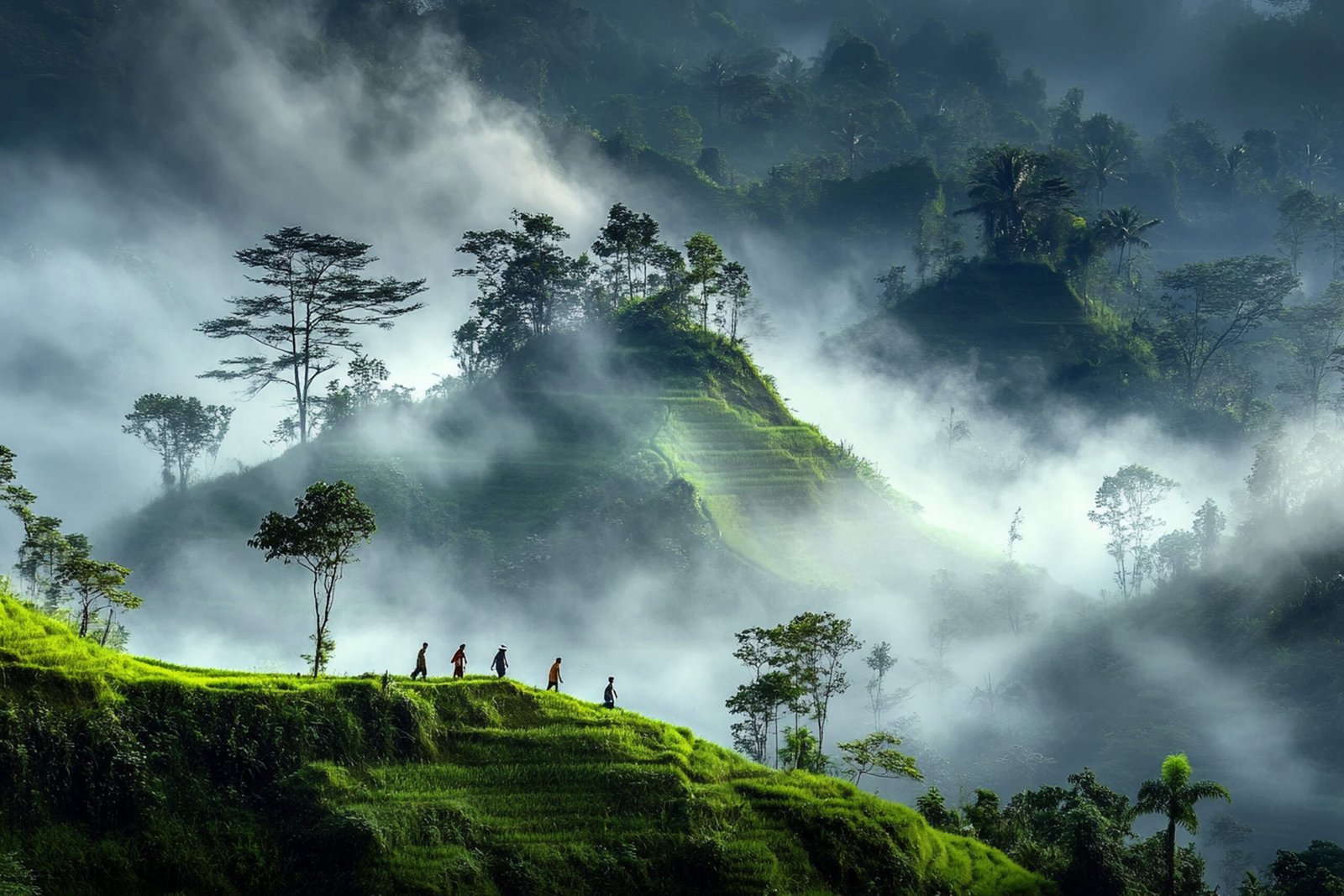 farmers-rice-field-with-mist-photo