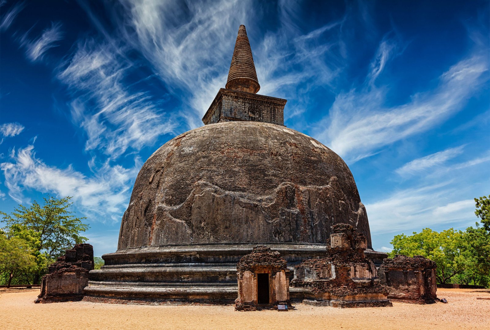 Sri Lankan tourist landmark - Kiri Vihara - ancient dagoba. Polonnaruwa, Sri Lanka